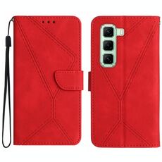 Per Infinix Hot 50 4G Custodia per telefono in pelle goffrata con cuciture (rosso)