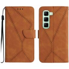 Per Infinix Hot 50 4G Custodia per telefono in pelle goffrata con cuciture (marrone)
