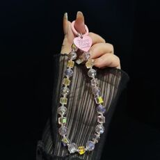 Braccialetto di cristallo Love Tag (rosa)