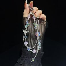 Catena per cellulare con fiocco intrecciato Heidi Pearl (rosa)