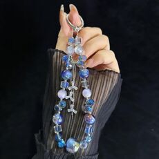 Zircone nappa grigio blu Heidi perlina catena di cristallo (blu)