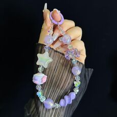 Catena per telefono con fiocco a forma di stella di cristallo dei cartoni animati (viola)