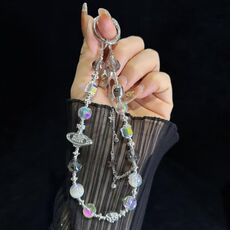 Catena per telefono con perle color stella cosmica (argento)