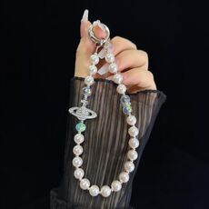 Catena per telefono in lega di cristallo Saturno Pearl (rosa)