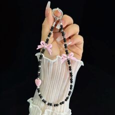 Catena per cellulare con perline di cristallo Love Bow (rosa)
