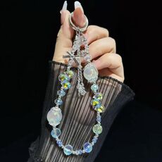 Catena per telefono con fiocco di perline Heidi Waterdrop Crystal (bianco)