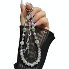 Catena di perline di cristallo con sfere di argilla per cellulare (viola)