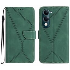 Per vivo Y04 4G / Y29s 5G Custodia per telefono in pelle goffrata con cuciture (verde)
