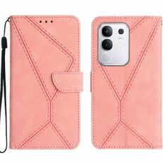 Per vivo Y29 4G Custodia per telefono in pelle con cuciture in rilievo (rosa)