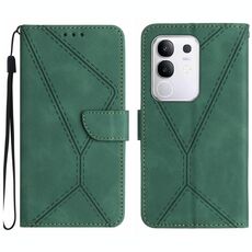 Per vivo Y29 4G Custodia per telefono in pelle con cuciture in rilievo (verde)