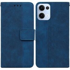Per OPPO Reno13 Global Custodia per telefono in pelle con motivo geometrico in rilievo (blu)