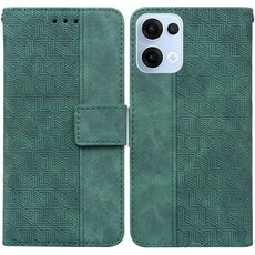 Per OPPO Reno13 Global Custodia per telefono in pelle con motivo geometrico in rilievo (verde)
