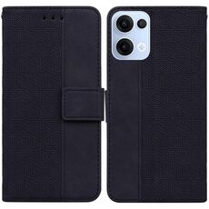 Per OPPO Reno13 Global Custodia per telefono in pelle con motivo geometrico in rilievo (nero)