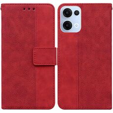Per OPPO Reno13 Global Custodia per telefono in pelle con motivo geometrico in rilievo (rosso)