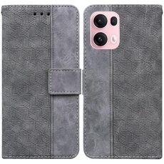 Per OPPO Reno13 Pro Custodia per telefono in pelle con motivo geometrico in rilievo globale (grigio)
