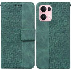 Per OPPO Reno13 Pro Custodia per telefono in pelle con motivo geometrico in rilievo globale (verde)