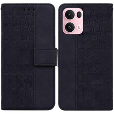 Per OPPO Reno13 Pro Custodia per telefono in pelle con motivo geometrico in rilievo globale (nero)