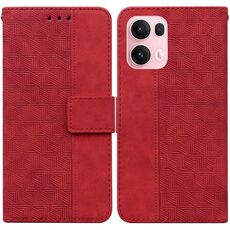 Per OPPO Reno13 Pro Custodia per telefono in pelle con motivo geometrico in rilievo globale (rosso)