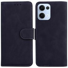 Per OPPO Reno13 Custodia per telefono in pelle Flip Pure Color Global Skin Feel (nero)