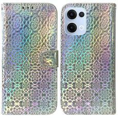 Per OPPO Reno13 Global Custodia per telefono in pelle con fibbia magnetica colorata (argento)