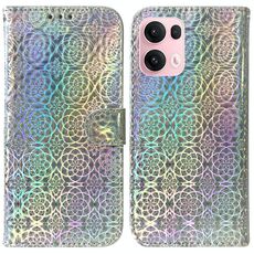 Per OPPO Reno13 Pro Global Custodia per telefono in pelle con fibbia magnetica colorata (argento)
