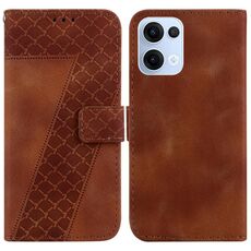 Per OPPO Reno13 Global Custodia per telefono in pelle goffrata a sette forme (marrone)