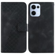 Per OPPO Reno13 Global Custodia per telefono in pelle goffrata a sette forme (nera)