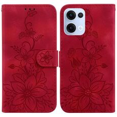 Per OPPO Reno13 Global Lily Custodia in pelle goffrata (rosso)