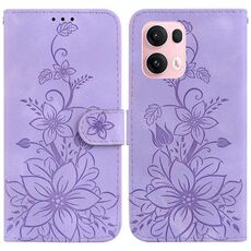 Per OPPO Reno13 Pro Global Lily Custodia in pelle goffrata per telefono (viola)