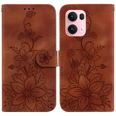 Per OPPO Reno13 Pro Global Lily Custodia in pelle goffrata per telefono (marrone)