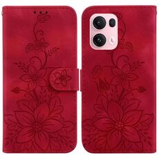 Per OPPO Reno13 Pro Global Lily Custodia in pelle goffrata per telefono (rosso)