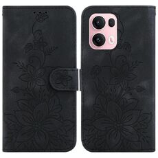 Per OPPO Reno13 Pro Global Lily Custodia in pelle goffrata per telefono (nero)