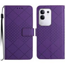 Per vivo Y29 4G Global Rhombic Grid Texture Custodia in pelle per telefono (viola)