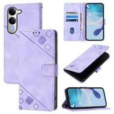 Per vivo Y29S 5G / Y04 5G Custodia per telefono in pelle goffrata Global Skin Feel (viola chiaro)