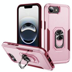 Per iPhone 16e Pioneer Armor Custodia per telefono in PC + TPU resistente con supporto (rosa + rosso rosa)