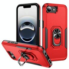 Per iPhone 16e Pioneer Armor Custodia per telefono PC + TPU resistente con supporto (rosso + nero)