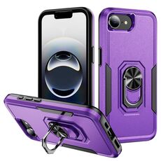 Per iPhone 16e Pioneer Armor Custodia per telefono in PC + TPU resistente con supporto (viola + nero)