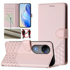 Per vivo V50 5G Custodia per telefono in pelle con stampa a nido d'ape globale RFID (rosa)