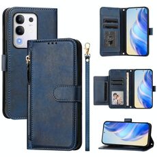 Per vivo Y29 4G Global Multi-Card Slots Zipper Wallet Custodia in pelle per telefono (blu)