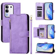Per vivo Y29 4G Global Multi-Card Slots Zipper Wallet Custodia in pelle per telefono (viola)
