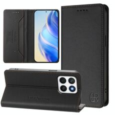 Per Honor X8c 4G RC01 Custodia per telefono in pelle RFID con ventosa magnetica a doppia piega (nera)