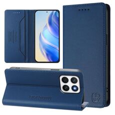 Per Honor X8c 4G RC01 Custodia per telefono in pelle RFID con ventosa magnetica a doppia piega (blu scuro)
