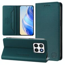 Per Honor X8c 4G RC01 Custodia per telefono in pelle RFID con ventosa magnetica a doppia piega (verde scuro)