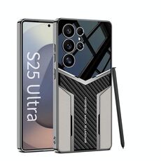 Per Samsung Galaxy S25 Ultra 5G GKK Plating TPU + Custodia per telefono in pelle Future Full Coverage, senza penna (grigio titanio)
