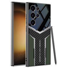 Per Samsung Galaxy S23 Ultra 5G GKK Plating TPU + Custodia per telefono in pelle Future Full Coverage, senza penna (verde)
