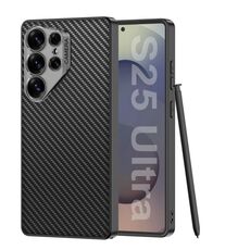 Per Samsung Galaxy S25 Ultra 5G GKK Ruijie Custodia per telefono ultrasottile in pelle, penna non inclusa (fibra di carbonio)