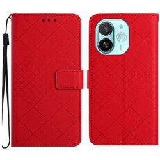 Per Tecno Spark 30C 5G Custodia in pelle con trama a griglia rombica (rosso)