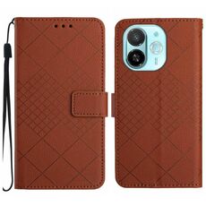 Per Tecno Spark 30C 5G Custodia in pelle con trama a griglia rombica (marrone)