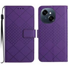 Per Tecno Pop 9 4G / Spark Go 2025 4G Custodia in pelle con trama a griglia rombica (viola)