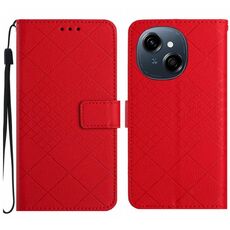 Per Tecno Pop 9 4G / Spark Go 2025 4G Custodia in pelle con trama a griglia rombica (rosso)